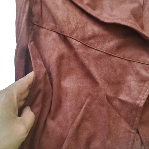 Bb Dakota womens jacket size small Drape Front Pre Faux Suede Cherrywood brown - Picture 15 of 15